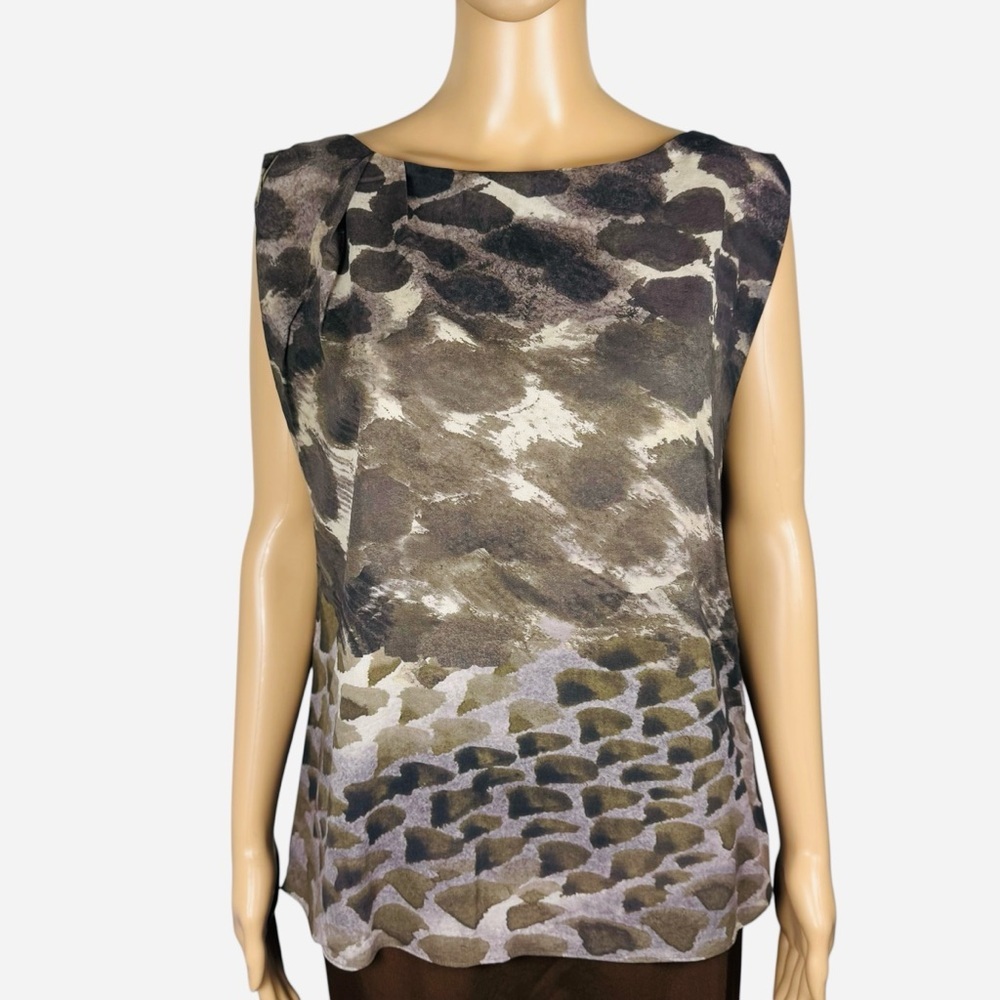 ALICE + OLIVIA Silk Sleeveless Blouse Camo Print Size S